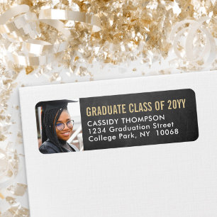Etiqueta Quadro de Fotos de Graduação e Endereço de Retorno