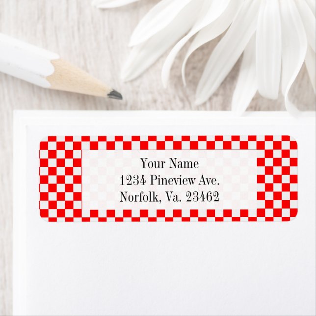 Etiqueta Quadro de Verificação Clássico Vermelho e Branco p (Insitu)