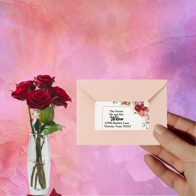 Etiqueta Quadro Dourado com Endereço de Devolução de Flores (Criador carregado)