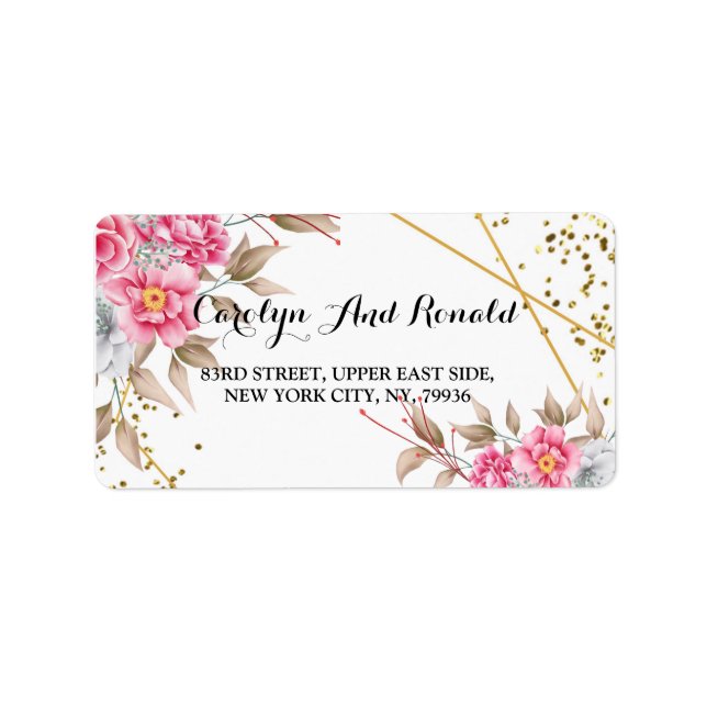 Etiqueta Quadro Dourado geométrico Cor-de-rosa (Frente)