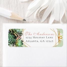 Etiqueta Quadro Geométrico Dourado do Succulto do Deserto C