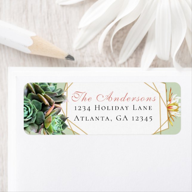 Etiqueta Quadro Geométrico Dourado do Succulto do Deserto C (Insitu)