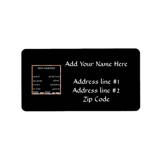 Etiqueta Quadro negro com equações matemáticas (Frente)