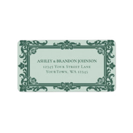 Etiqueta Quadro Ornamental Vintage Sage Endereço RSVP Casam