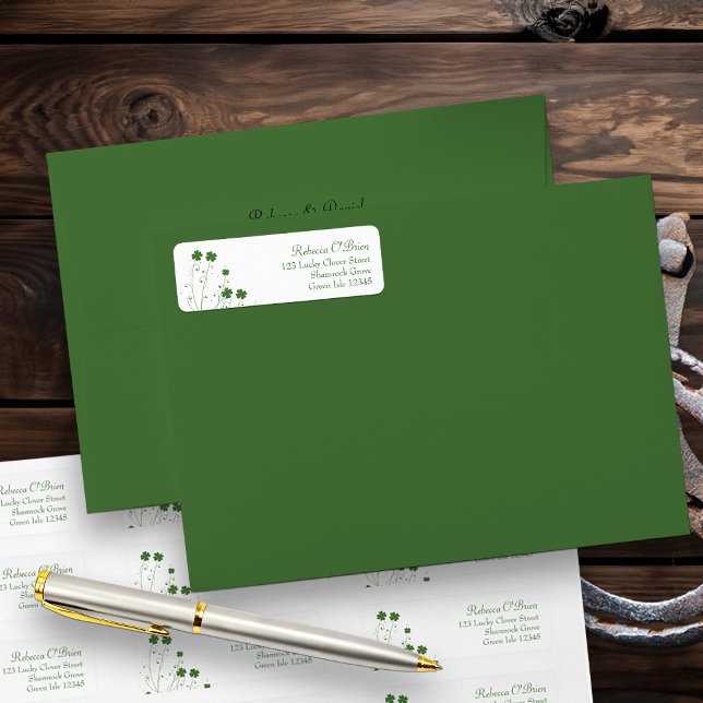 Etiqueta Quatro Chá de panela de folheto de folheto (Lucky four leave clover return address labels)