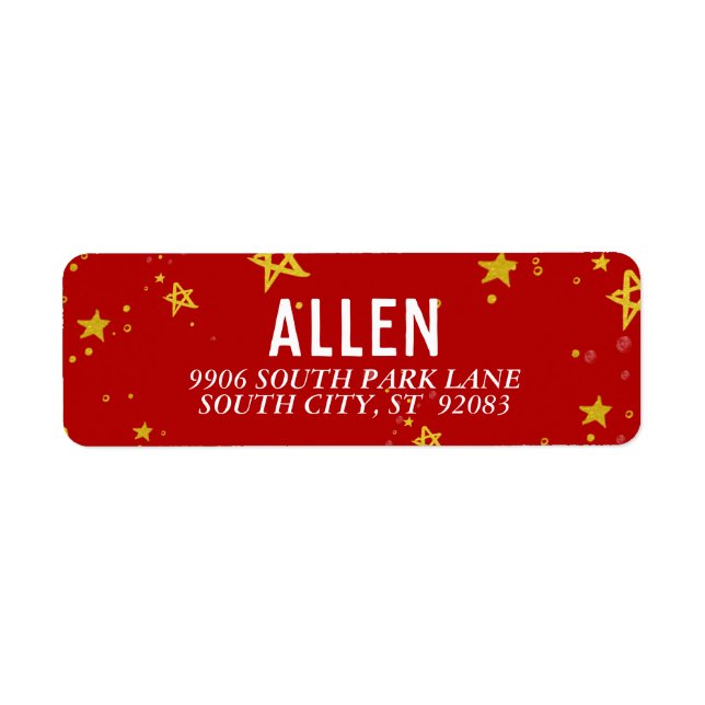 Etiqueta Que Douradas Estrelas Divertidas | Rótulo de Ender (Frente)