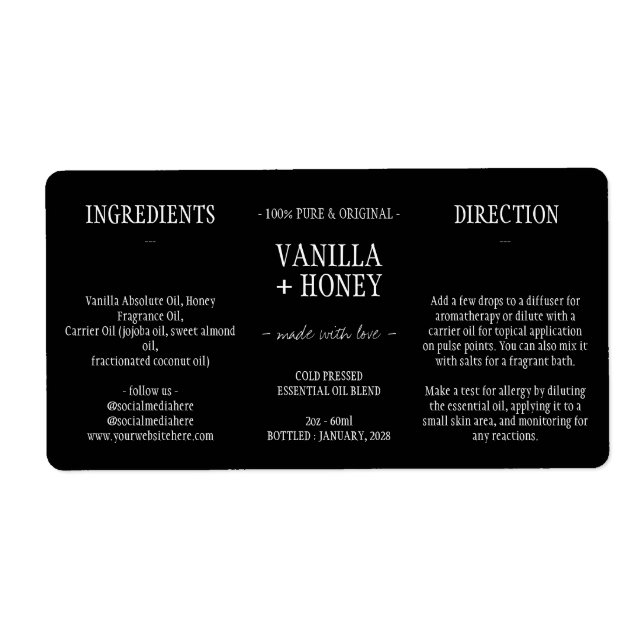 Etiqueta Quebra-Cabeça de Garrafa Cosmética de Óleo Essenci (Frente)