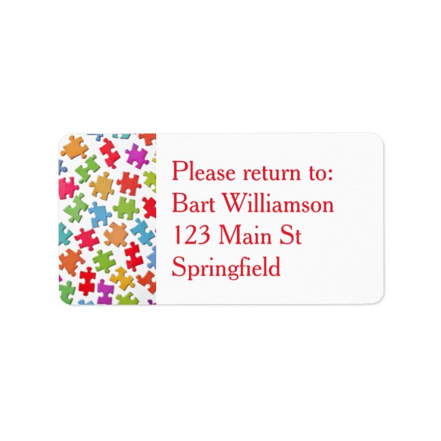 Etiqueta Quebra-cabeça do quebra-cabeça para troca regressa (Frente)