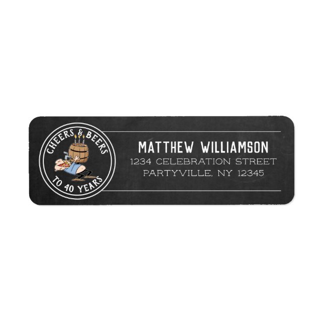 Etiqueta Queijos E Cervejas De aniversário de 40 anos Branc (Frente)