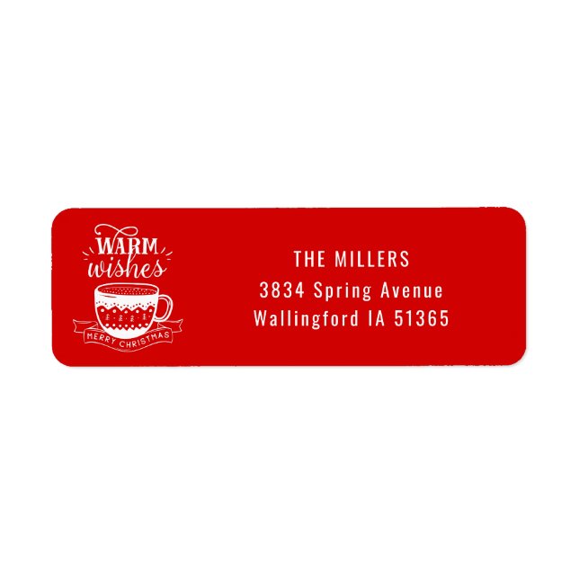 Etiqueta Quente quente taça Café Cacau Vermelho Branco (Frente)