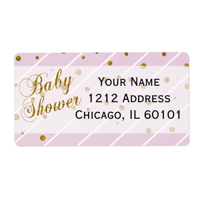 Etiqueta Querida Menina Rosa e Dourada Confetti | CHÁ DE FR (Frente)