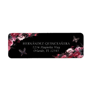 Etiqueta Quinceañera Gótica Vermelha e Negra Moody