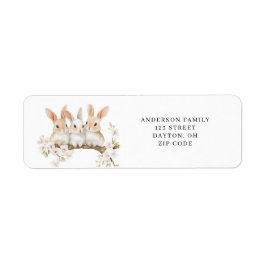 Etiqueta Rabbit Floral Watercolor Páscoa Return Address