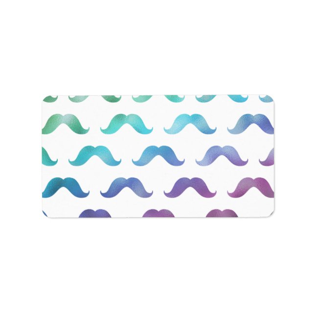 Etiqueta Rainbow Mustache Faux Foil Metalus (Frente)