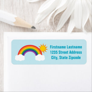 Etiqueta Rainbow Sky Blue Return Address