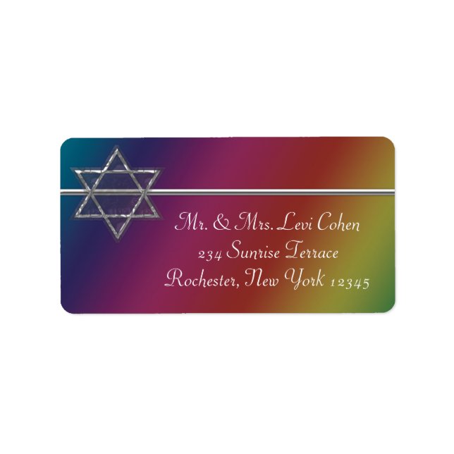 Etiqueta Rainbow Star of David Address Labels (Frente)
