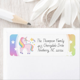 Etiqueta Rainbow Stars & Magical Unicorn Return Address