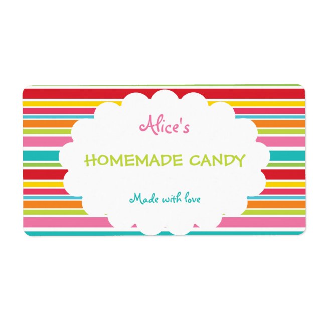 Etiqueta Rainbow Stripe Personalizado Kandy Homemade (Frente)