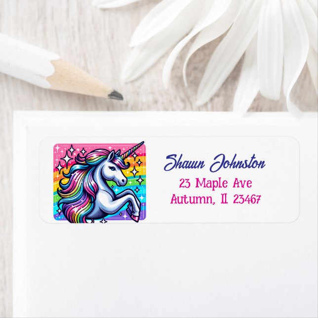 Etiqueta Rainbow Unicorn Sparkles Fairytale Personalizado (Insitu)