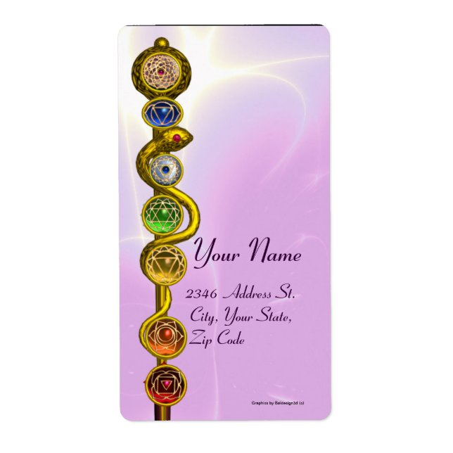 ETIQUETA RAIO DE ASCLEPIUS COM 7 CHAKRAS, ENERGIA ESPIRITUA (Frente)