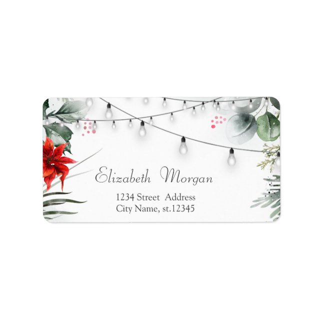 Etiqueta Ramificações de árvores de pinheiro,Poinsettia (Frente)