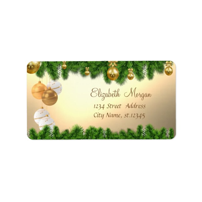 Etiqueta Ramos de árvore de Natal, bolas de Natal (Frente)