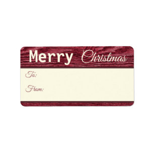 Etiqueta Ramos de Madeira Rustic Red Merry Natal Dags