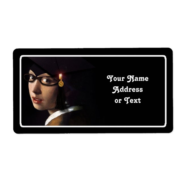 Etiqueta Rapariga com Chapéu de Graduação (Brincadeira) (Frente)