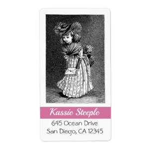 Etiqueta Rapariga de Arte dos anos 1800 toda vestida com um