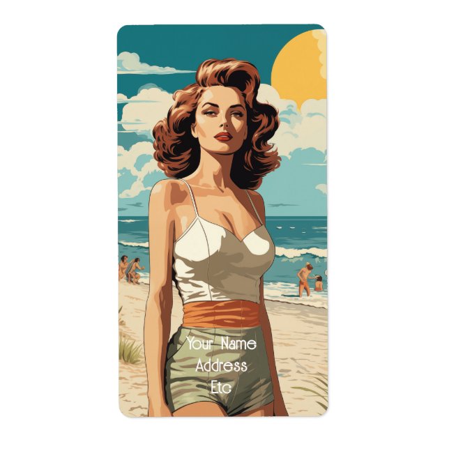 Etiqueta Rapariga de Praia de 1950 (Frente)