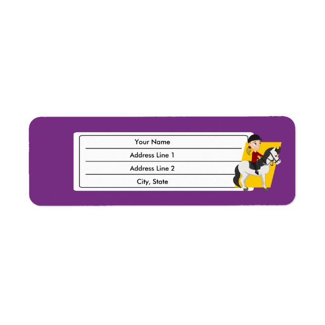 Etiqueta Rapariga montando um desenho animado (Frente)