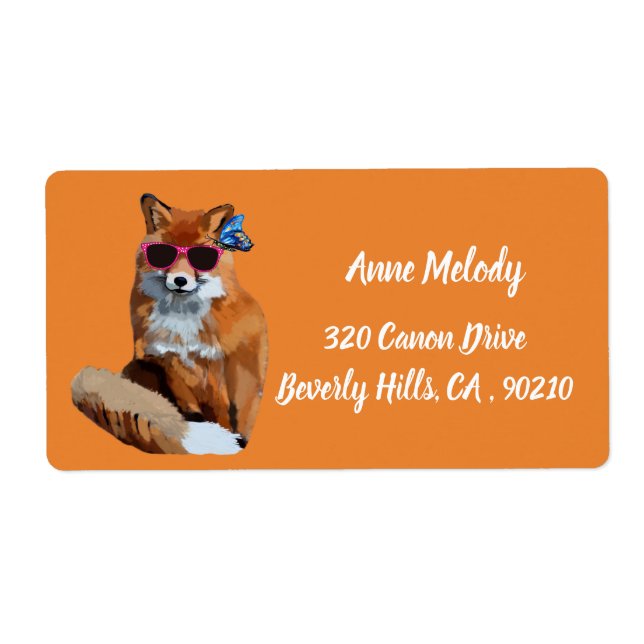 Etiqueta Raposa Vermelha, Rico Fox Art Return Address Label (Frente)