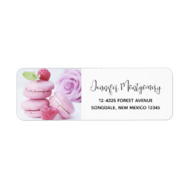 Etiqueta Raspberry Macarons rosa Foto de pastelaria frances