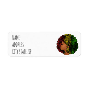 Etiqueta Rasta negra mulher a verde-vermelha