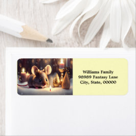 Etiqueta Rato bonito celebra Natal - personalizado