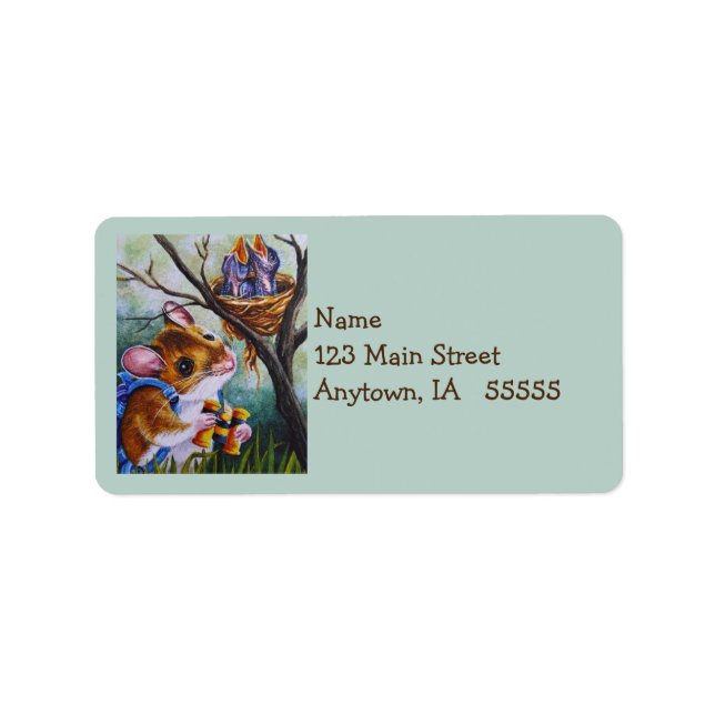 Etiqueta Rato de Campo de Observação de Aves Encontra Nest  (Frente)