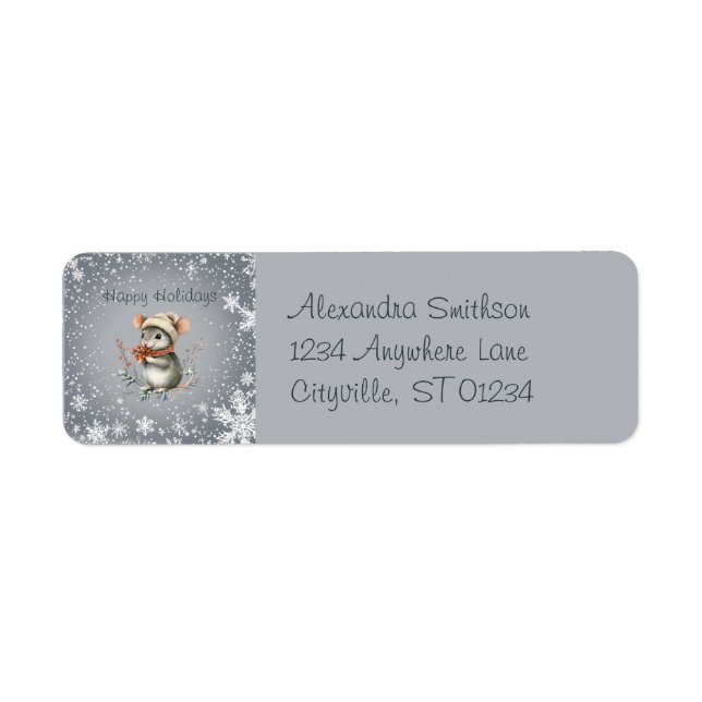 Etiqueta Rato de inverno bonito com berries (Frente)