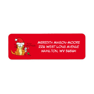 Etiqueta Rato Gato de Cartoon Engraçado de Natal