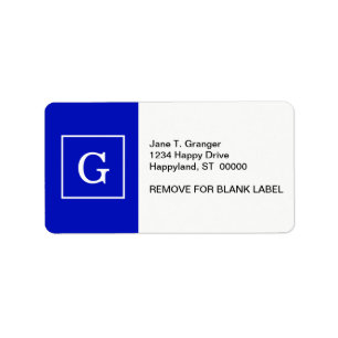 Etiqueta Real Azul Branco com quadro inicial Monograma