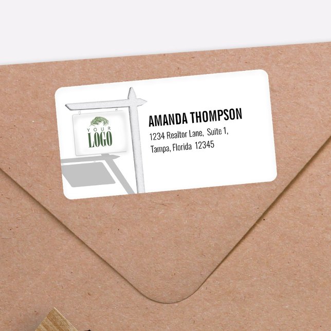 Etiqueta Real Estate Professional Acrescente seu logotipo p (Real estate return address label.)