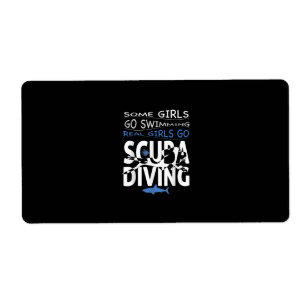 Etiqueta Real Scuba Mergulhando Garota Alguns Vão Nadar Eng