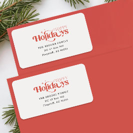 Etiqueta Red and Black Christmas Holiday Return Address
