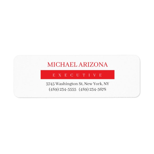 Etiqueta Red Black & White Minimalist Simple Plain Modern (Frente)