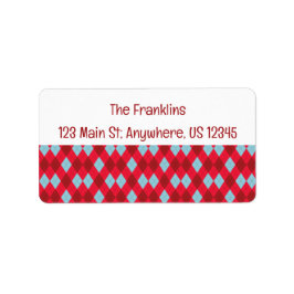 Etiqueta Red Blue & Crimson Christmas Argyle Address