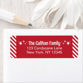 Etiqueta Red Candy Cane Stripe Return Address Labels