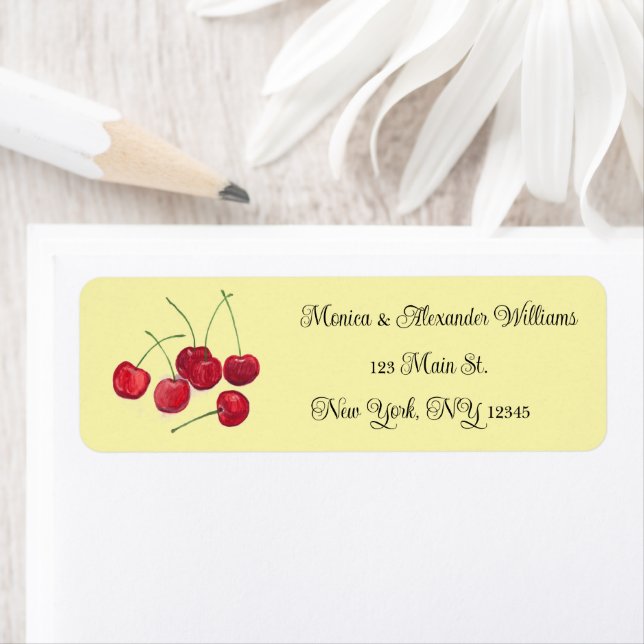 Etiqueta Red Cherries Fruta Endereço de devolução Casamento (Insitu)