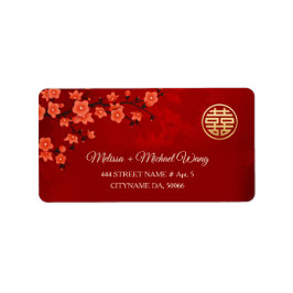 Etiqueta Red Cherry Blossom | Casamento chinês