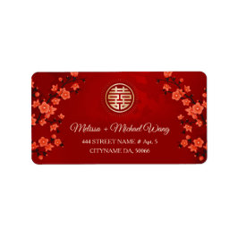 Etiqueta Red Cherry Blossom | Casamento chinês