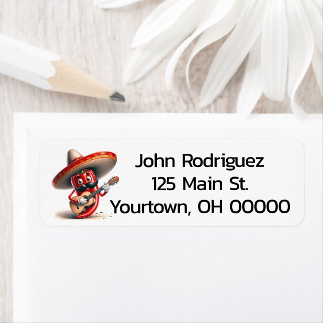 Etiqueta Red Chili Pepper Guitar Player (Insitu)