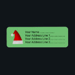 Etiqueta Red Christmas Santa Hat<br><div class="desc">Este design apresenta um chapéu vermelho de Natal,  juntamente com detalhes de endereço personalizáveis.</div>